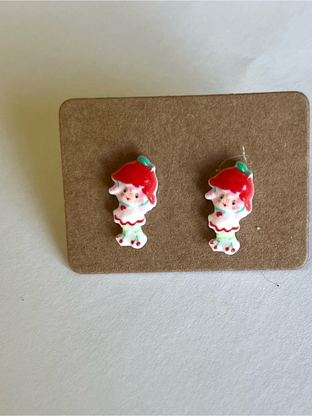 2/$15- Strawberry Shortcake Stud Earrings - Pink & Red Handmade